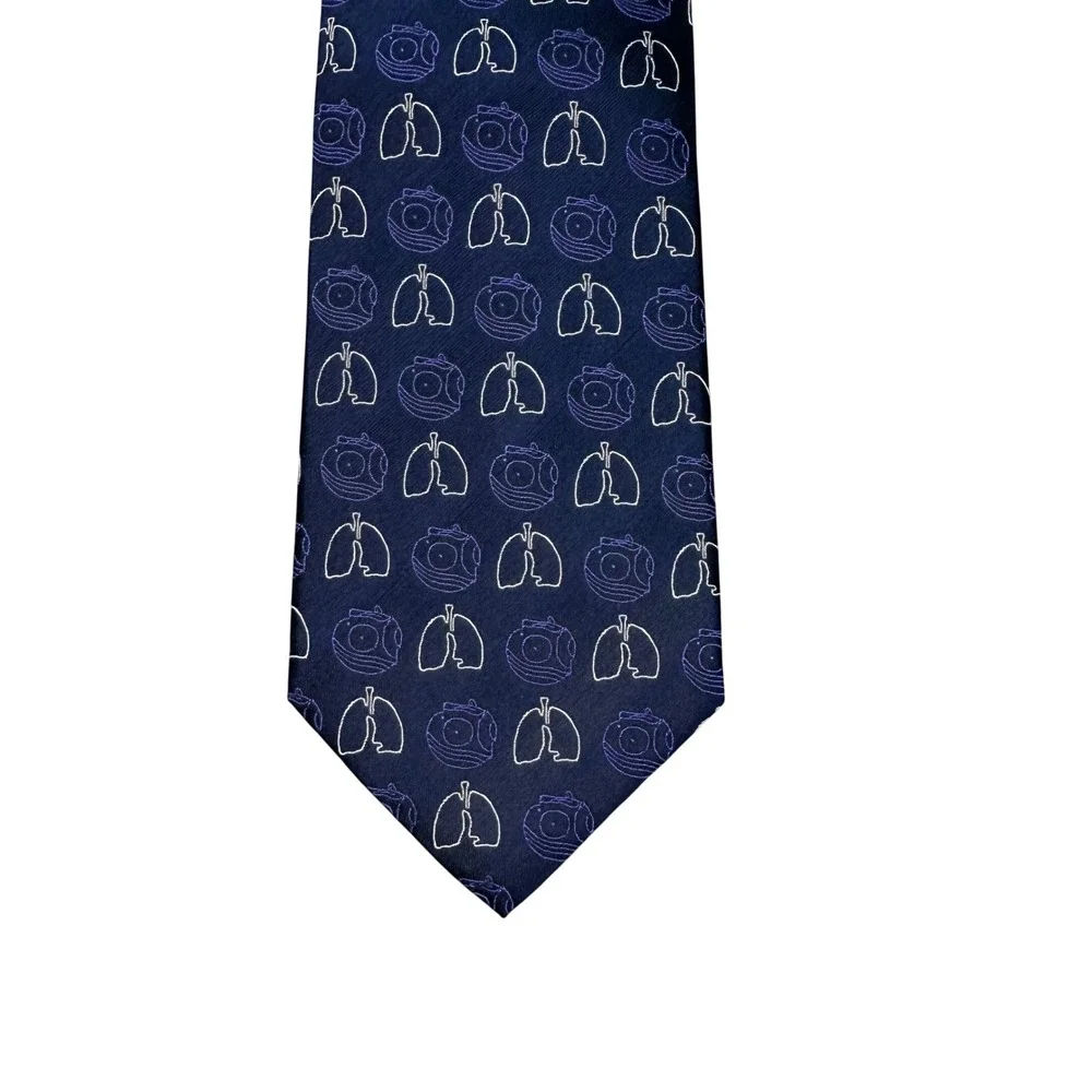 GlaxoSmithKline GSK Advair Diskus Lungs Silk Tie Navy Blue Medical Pharma Promo